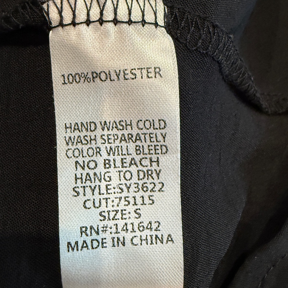 She + Sky Black Wrap Mini Dress Side Tie V-Neck Size Small Flowy - Picture 7 of 7